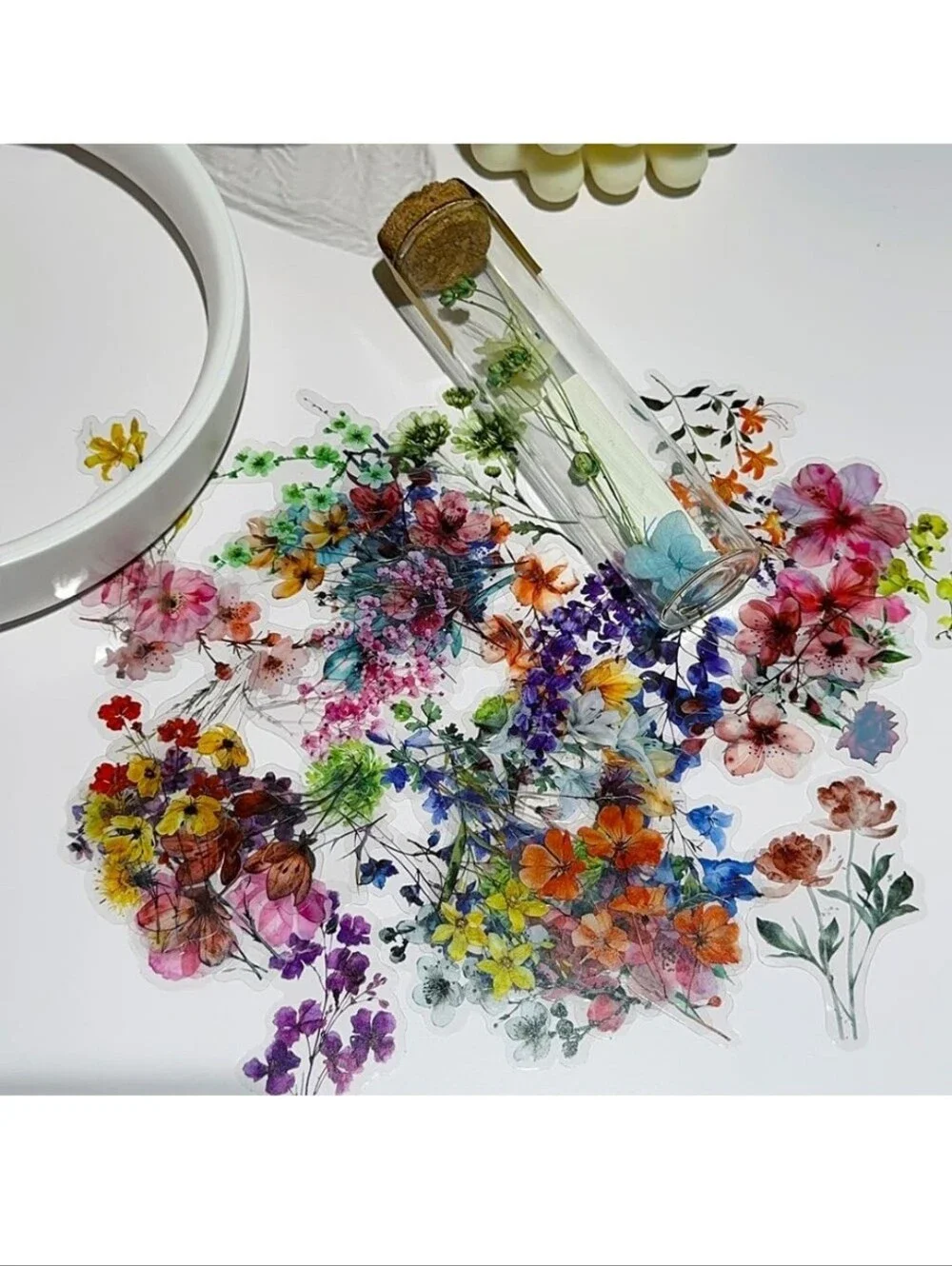 Floral Decal Transfer Sheet - Multicolor Decorative Flower Stickers